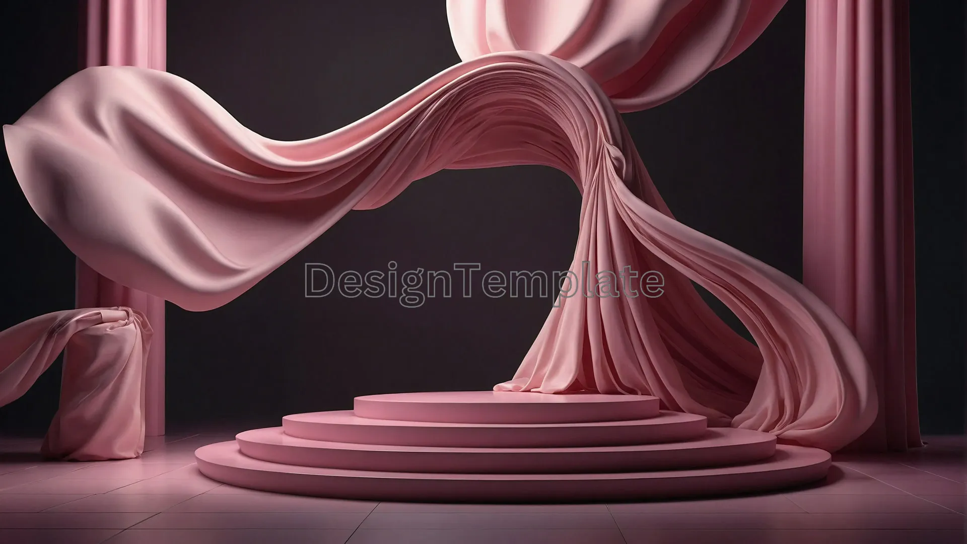 New 3D Podium with Draped Pink Cloth Image